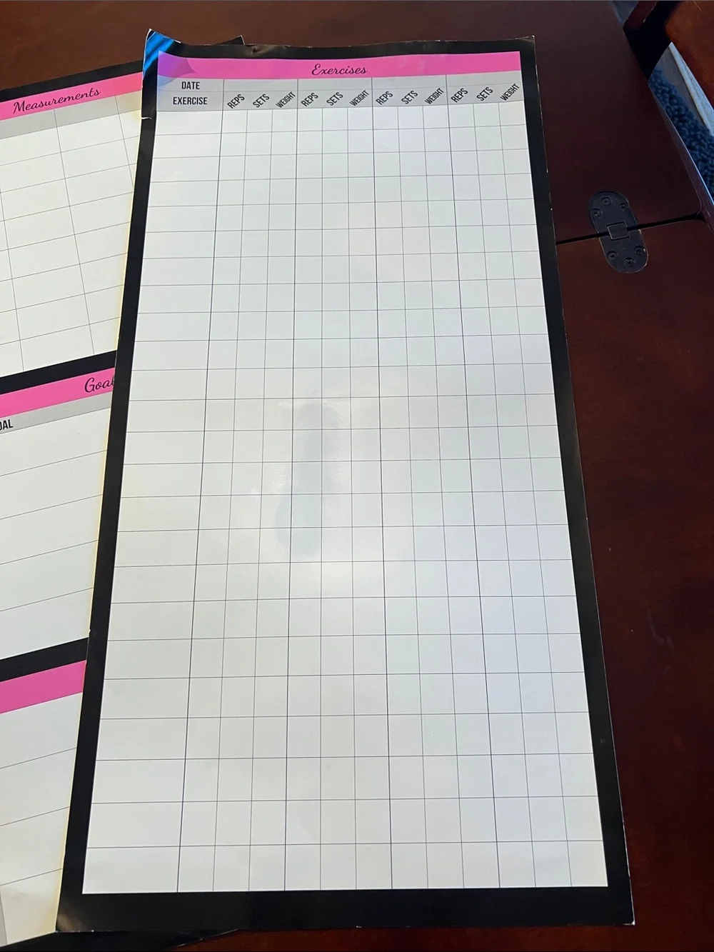 Undated Pink & White Home Office workout Planner Posters — 3-Piece Set